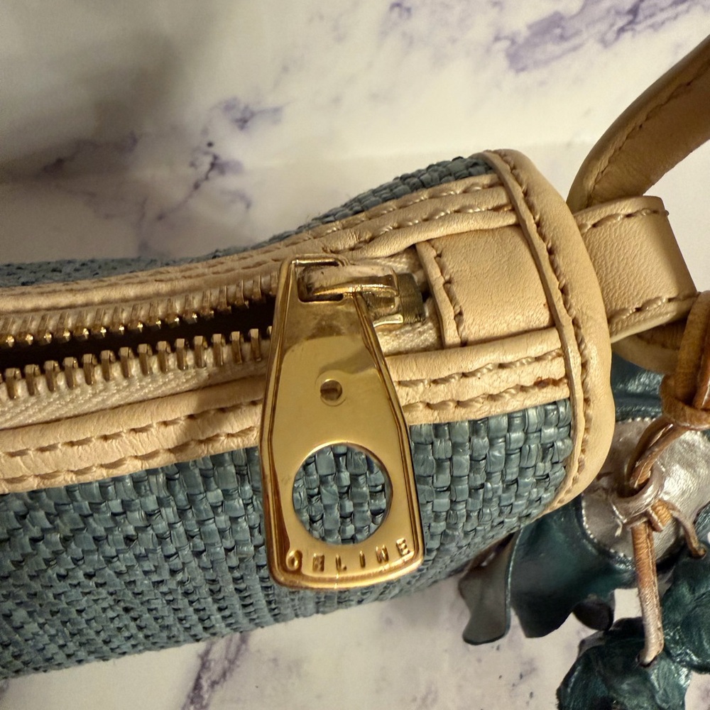 Authentic Celine Blue Raffia and Tan Bag - Picture 3 of 9